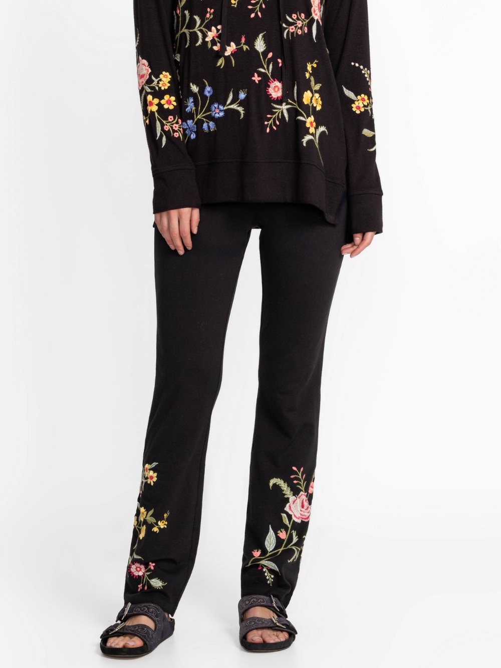 NWT Johnny Was Sophie Baby Boot Leggings Embroidered Black Sz XL ret $150